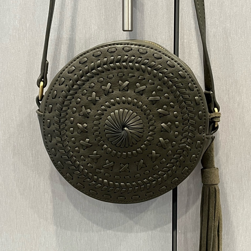 Chic Olive Embossed Crossbody Bag